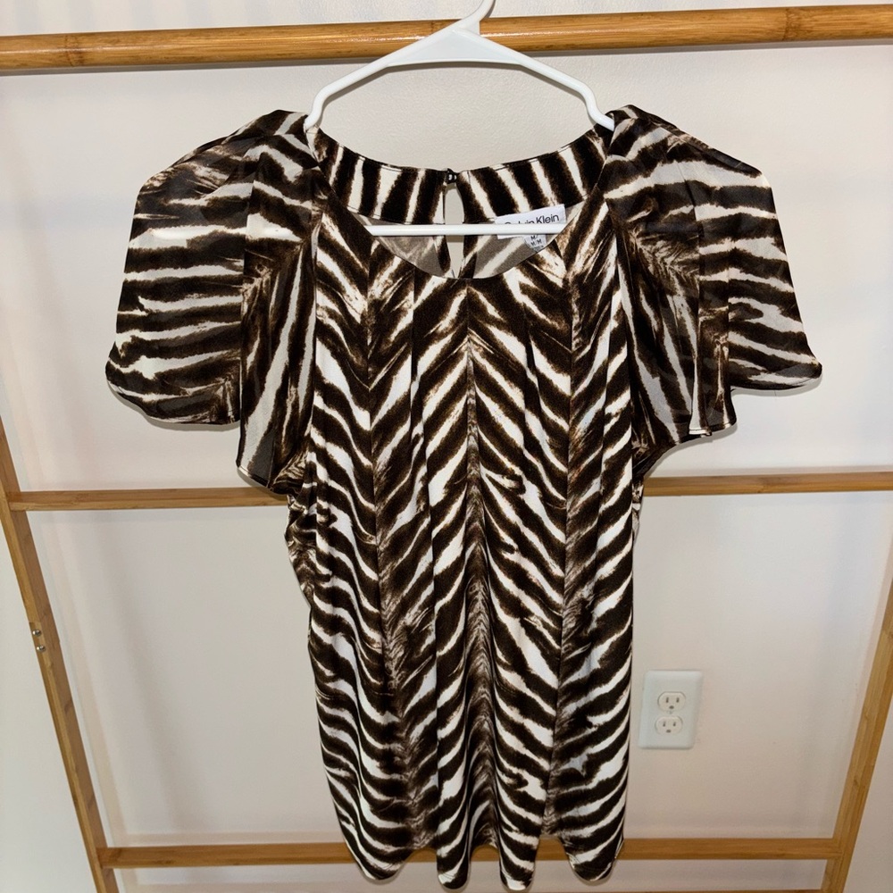 Calvin Klein Zebra Print Flowy Shirt - Picture 2 of 5